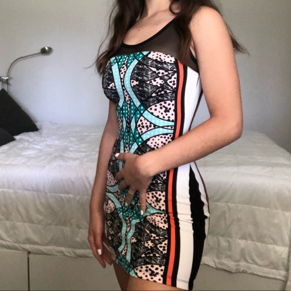 multicolor bodycon dress